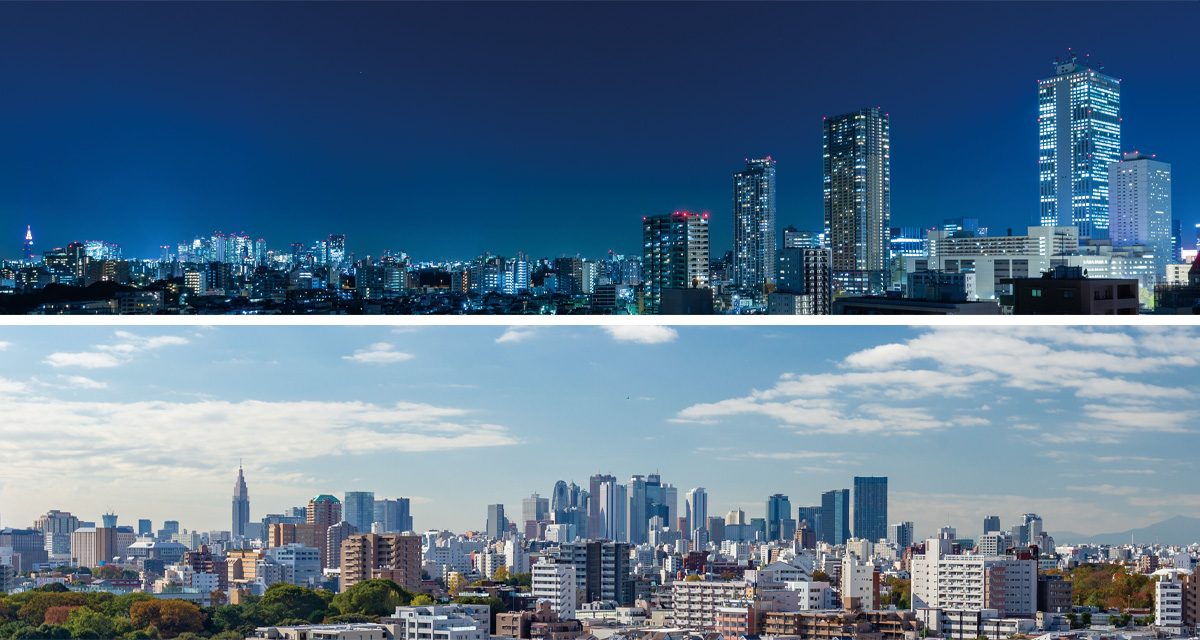 現地13階より東西方面の眺望(2019年11月撮影)